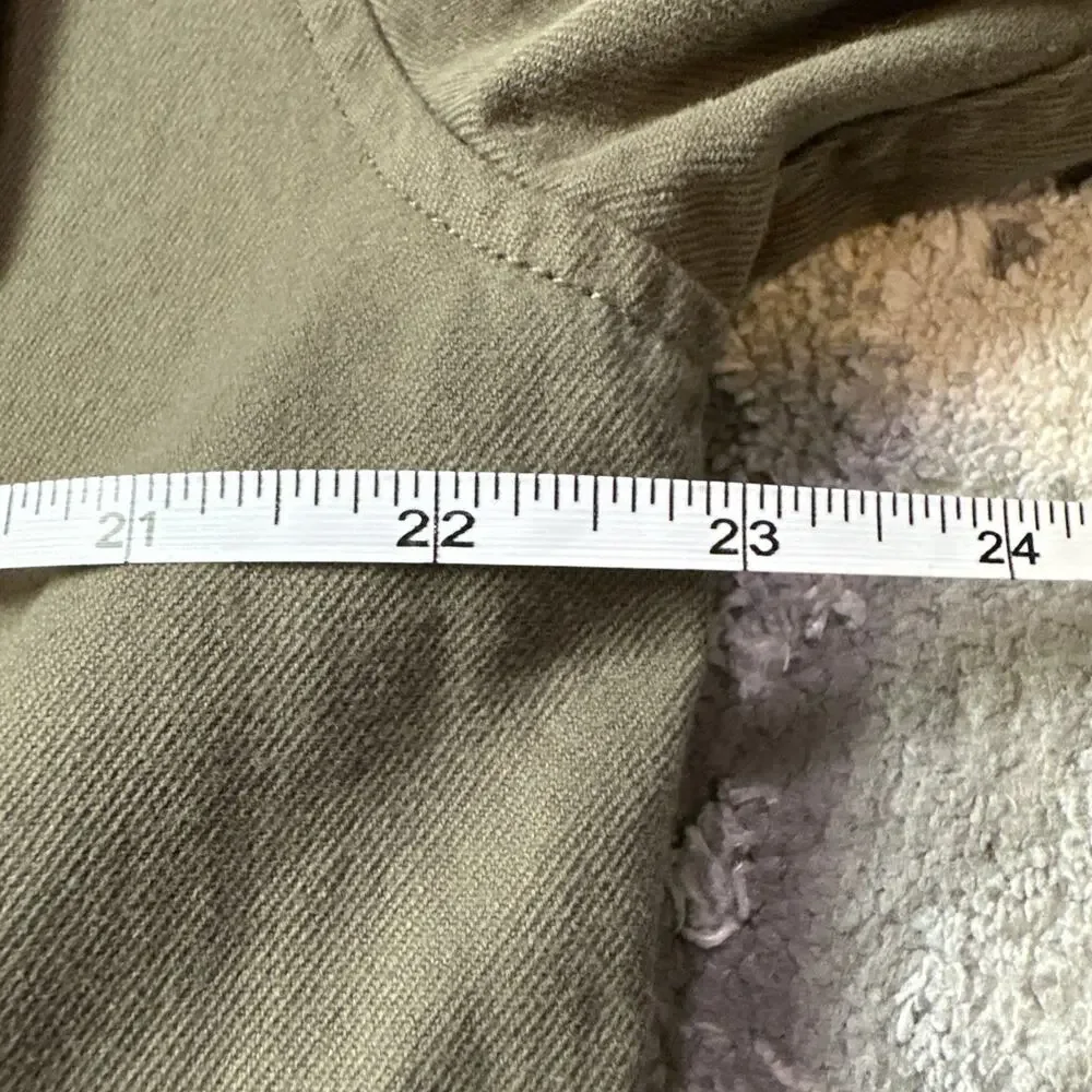Moussy Olive Green Military Utility Button Front Jacket Logo Belted‎ Size Free